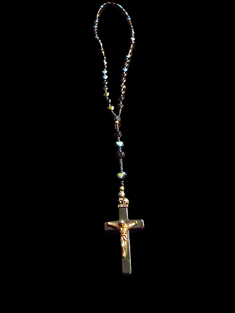 VINTAGE BLACK GLASS BEADS ROSARY - Carolina Bargain Bin