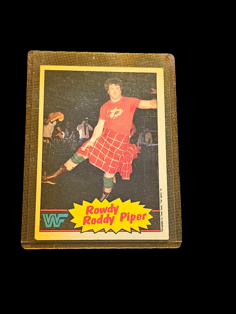 1985 Topps WWF Rowdy Roddy Piper Card #7 Rookie RC WWE HOF Hot Rod - Carolina Bargain Bin