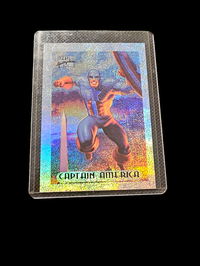 Captain America 1994 Marvel Masterpieces Limited Edition Holofoil silver #1 /10 - Carolina Bargain Bin