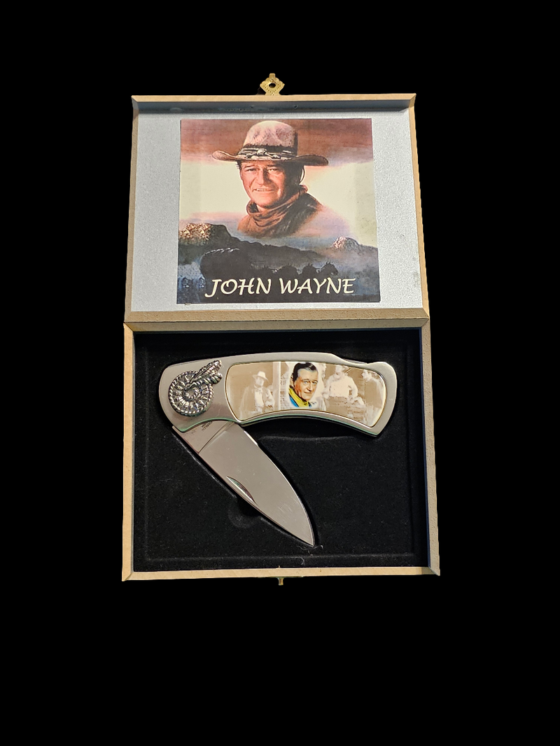 JOHN WAYNE Folding Pocket Knife & Box Case The Duke - Carolina Bargain Bin