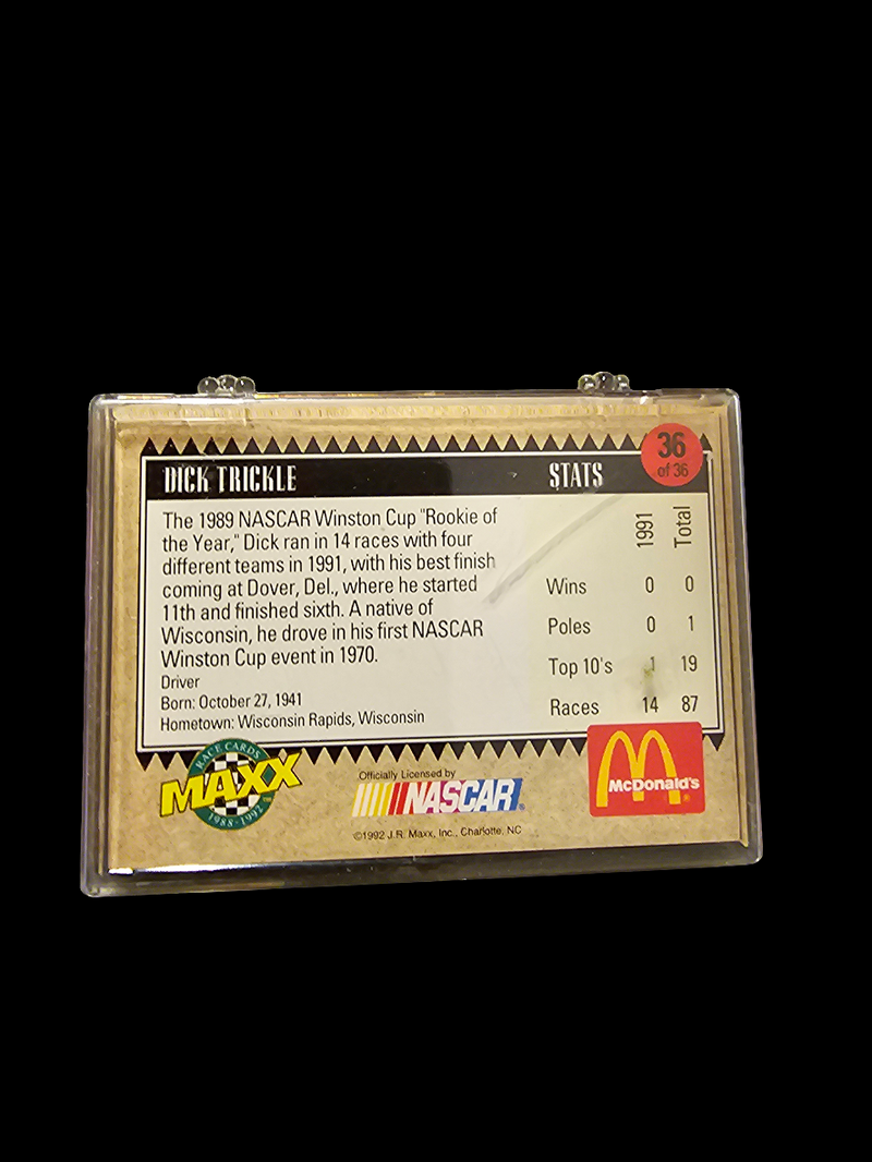 1992 NASCAR McDONALD'S MAXX COLLECTOR 36 CARD SERIES - Carolina Bargain Bin