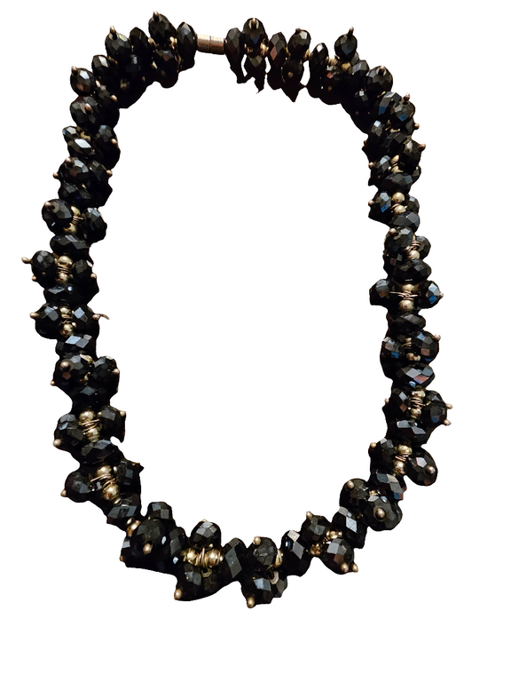 Draper's & Damon's Jewelry Set Necklace Black Facet Beads - Carolina Bargain Bin