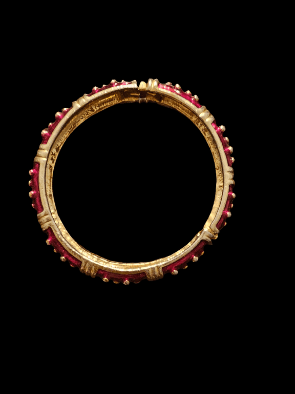 Gold Tone and Red Hinged Bangle Bracelet - Carolina Bargain Bin