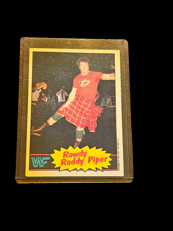 1985 Topps WWF Rowdy Roddy Piper Card #7 Rookie RC WWE HOF Hot Rod - Carolina Bargain Bin