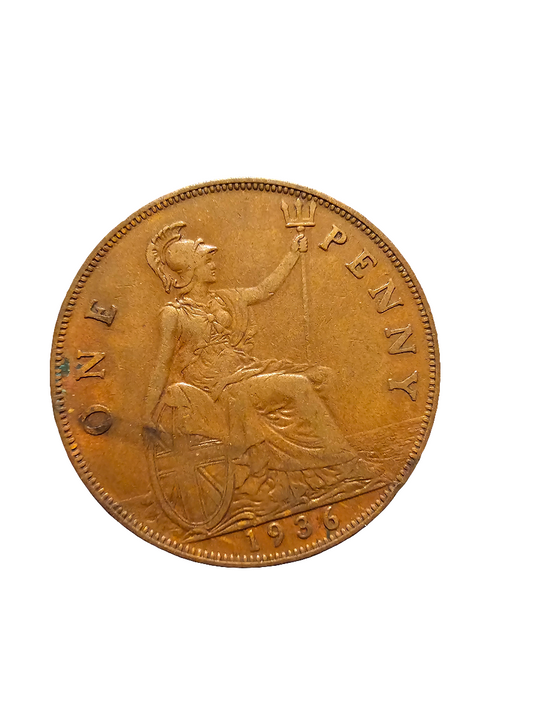 1936 British one penny coin - Carolina Bargain Bin