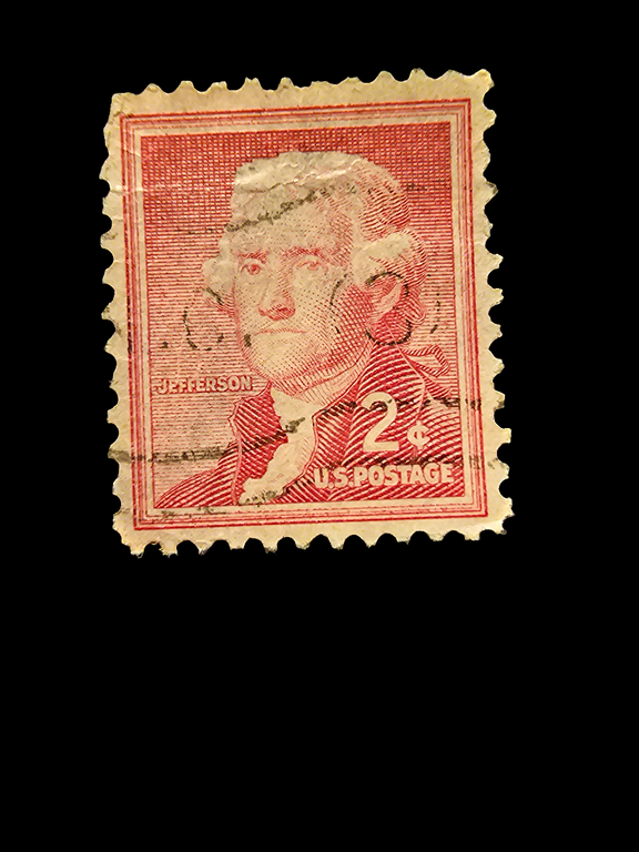 Thomas Jefferson Red 2 Cents Stamp. - Carolina Bargain Bin