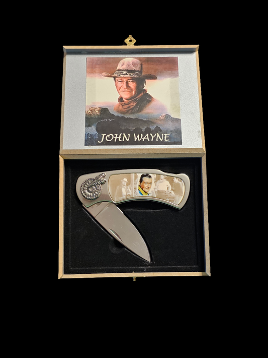 JOHN WAYNE Folding Pocket Knife & Box Case The Duke - Carolina Bargain Bin