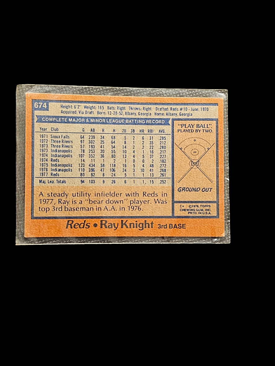 1978 Topps Baseball Card # 674 Ray Knight - Cincinnati Reds (VG/EX) - Carolina Bargain Bin